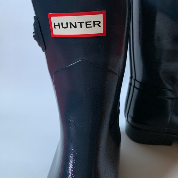 NEW RARE HUNTER Refined Short Gloss Rain Boots NAVY Size 7 - Picture 6 of 16